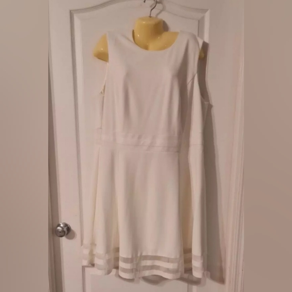 Calvin Klein Sleeveless A Line White Dress Sz 22W EUC
